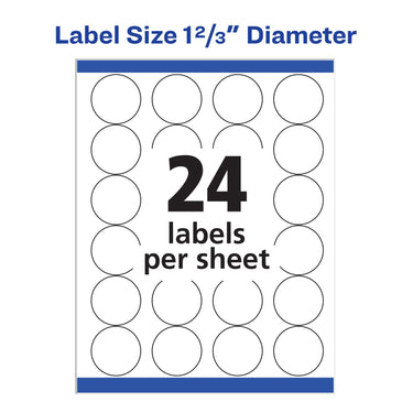 Avery High Visibility Printable Round Labels with Sure Feed, 1-2/3